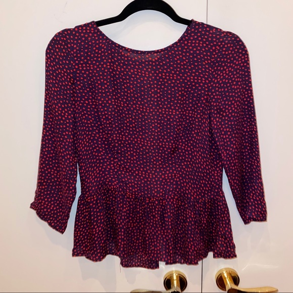 Ella Moss Paulina Polka Dot Peplum Top - Picture 2 of 4